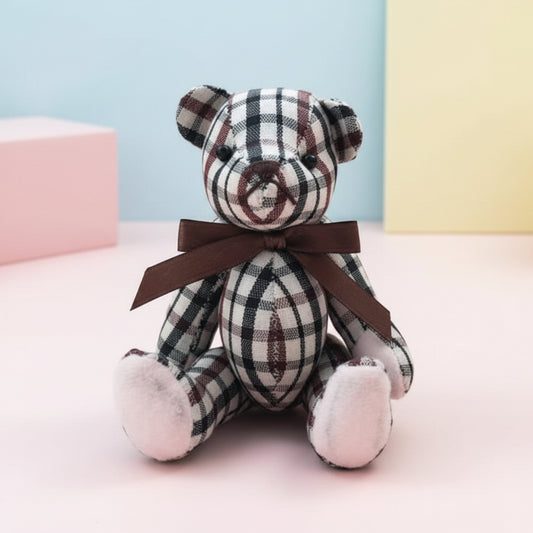 Handmade Plaid Teddy Bear Keychain